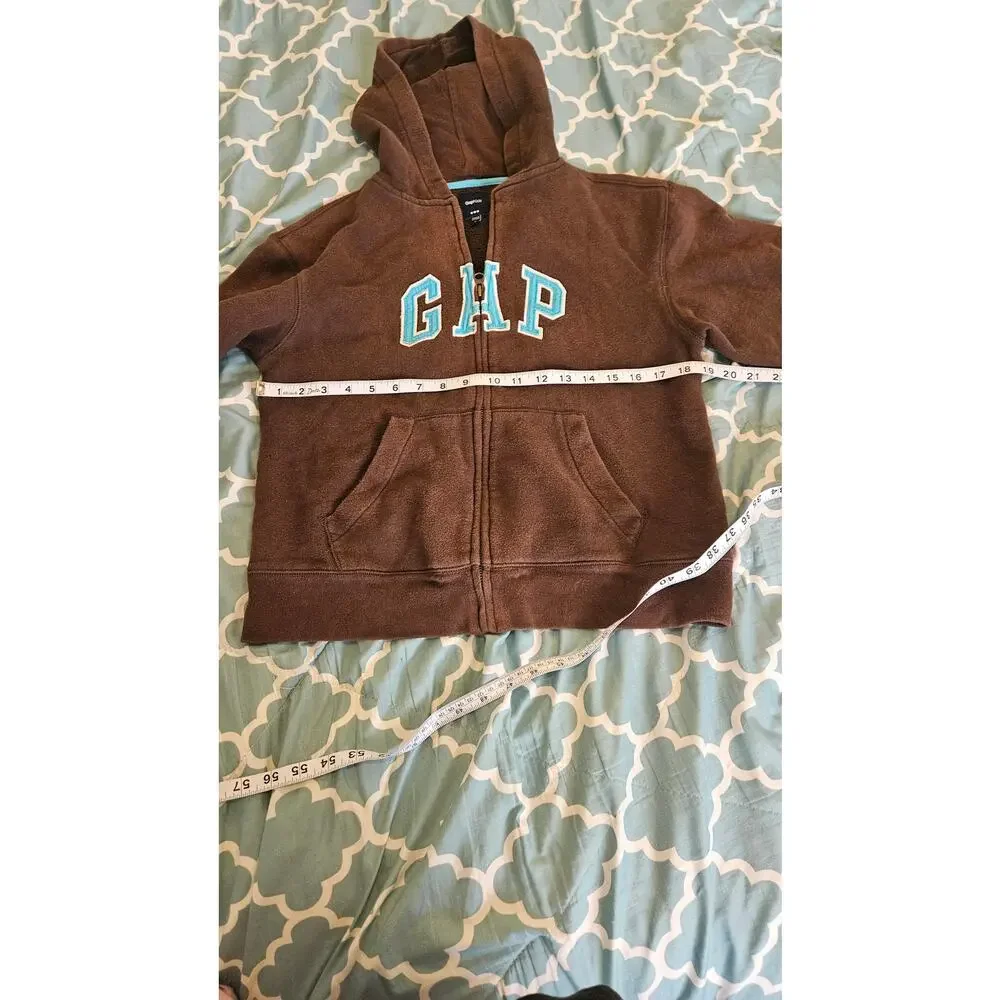 Gap Child Size Large Brown Long Sleeve Full Zip Closure Hooded Sweater